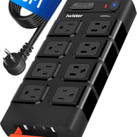 Outdoor Power Strip Waterproof IPX6, Outlet Extender, 15.5W, 8 AC, 2 USB C