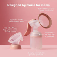 Frida Mom Extractor de Leche Manual 2 en 1 con Copa Manos Libres