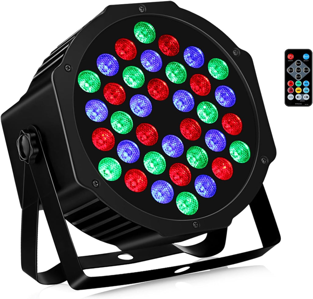 Battery Powered Stage Par Lights: 36W RGB Rechargeable - 6 to 15Hours Working Time - Remote DMX Control - Great for Mobi