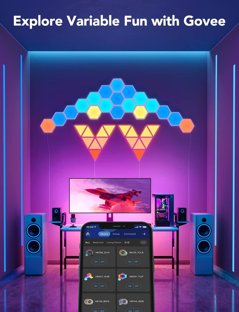 Govee Glide Hexa Light Panels, RGBIC Hexagon LED Wall Lights