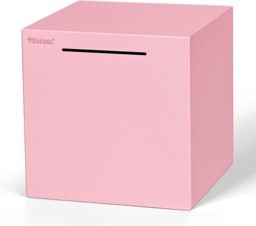 Hicocool Stainless Steel Piggy Bank for Adults Must Break Open, Pink, 7.9"