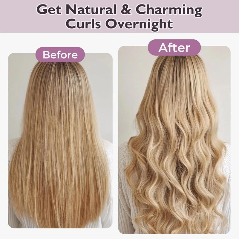 posicurly Rizadores de Cabello Nocturnos Rizos Sin Calor - 6 Piezas Varillas Rizadoras Sin Calor para Dormir con Pañuelo de Cabello de Satén