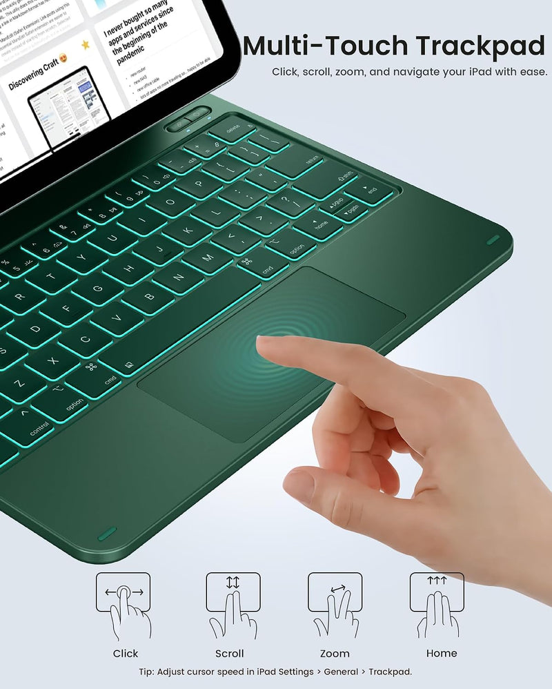 Funda con Teclado typecase Edge para iPad 11" (A16) / 10.ª Gen - Verde Medianoche