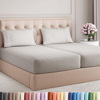 Split King Size 5 Piece Sheet Set - Breathable & Cooling - French Grey