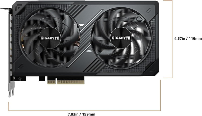 GIGABYTE GeForce RTX 5060 WINDFORCE OC 8G Graphics Card, Cooling System, 8GB 128-bit GDDR7, PCIe 5.0, Manufactured by NVIDIA, DisplayPort & HDMI - Video Output Interface, GV-N5060WF2OC-8GD Video Card