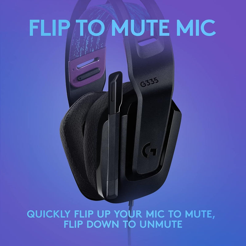 Logitech G335 - Wired Gaming Headset with Flip-to-Mute Mic, 3.5mm