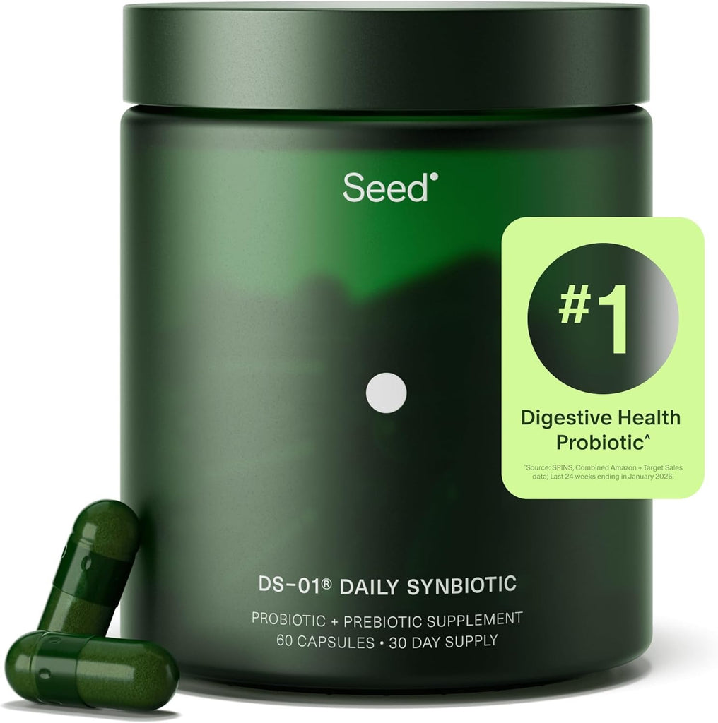Seed DS-01 Daily Synbiotic – Prebiótico y probiótico para mujeres y hombres – Salud digestiva, salud intestinal, apoyo inmunológico, alivio de la hinchazón y el estreñimiento – Vegano y estable en el