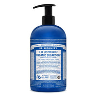 Dr. Bronner's - Organic Sugar Soap (Peppermint, 24 Ounce) - Made with Organic Oils, Sugar & Shikakai Powder, 4-in-1 Uses