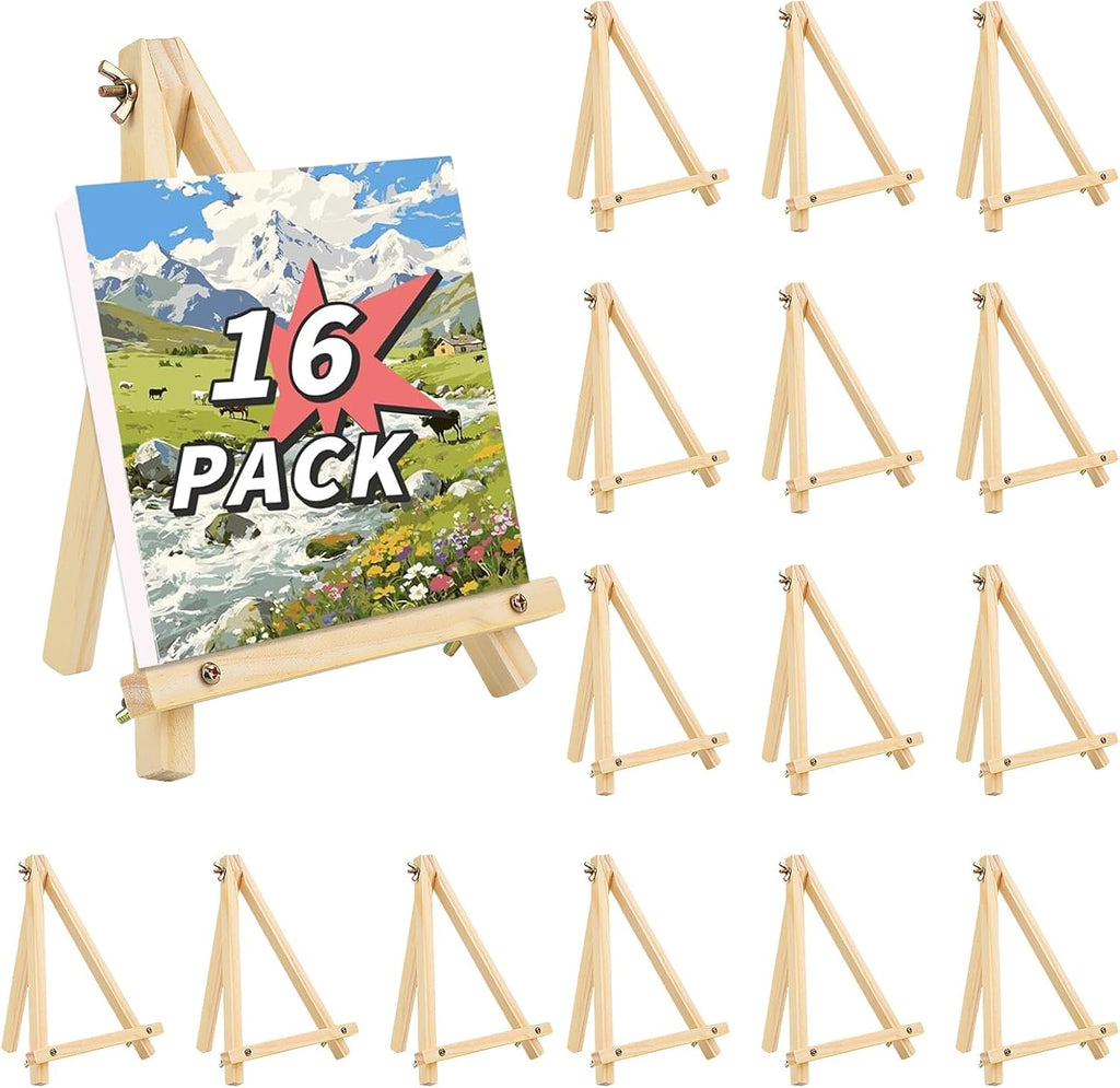 16 Pack 9 Inch Easel for Painting, Wooden Easel Stand Canvas Stand