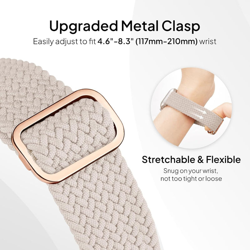 Suitisbest 4 Pack Braided Stretchy Band Compatible with Apple Watch Bands Women Men