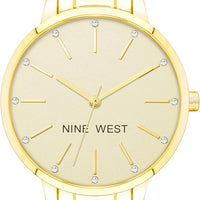 Nine West Women's Crystal Accented Gold-Tone Bracelet Watch