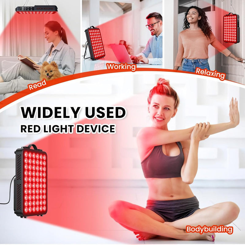 Viconor Terapia de luz roja para el cuerpo, panel de terapia de luz infrarroja cercana de 660nm 850nm, dispositivo de 60 LED de doble chip con 300W de potencia, ideal para el cuerpo, la cara, mejora e