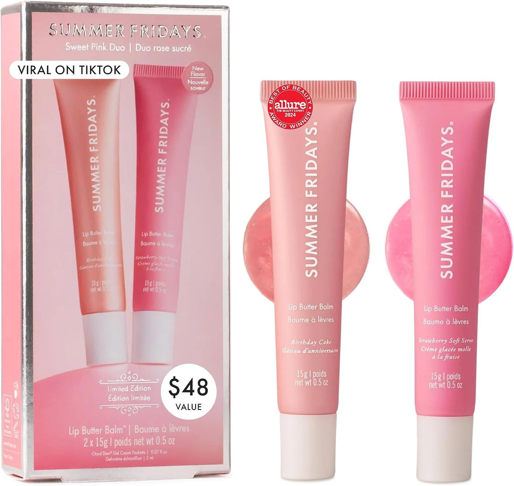 Summer Fridays - Juego de regalo de bálsamo labial tintado rosa dulce (2 unidades)