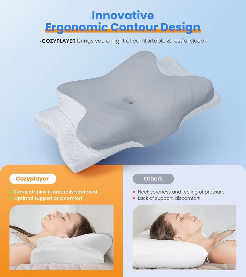 Cozyplayer Ultra Pain Relief Cooling Pillow for Neck Support