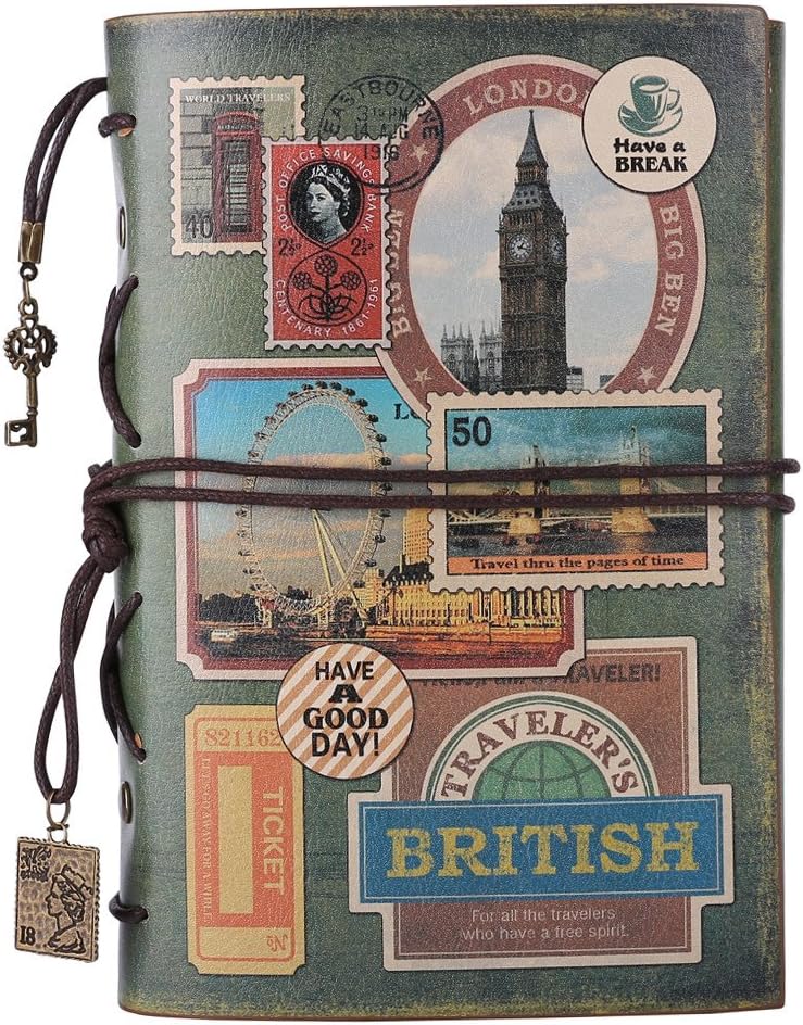 Refillable Journal Notebook, Vintage Travel Diary with Blank Pages, Gifts