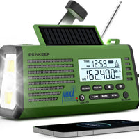 Peakeep Emergency Radio NOAA Weather Alert Battery Solar Crank Powered