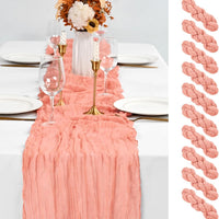 10 Pack Coral Table Runner 10Ft Cheesecloth Table Runner Boho Gauze Cheese Cloth Table Runners Romantic Long Sheer Fabri
