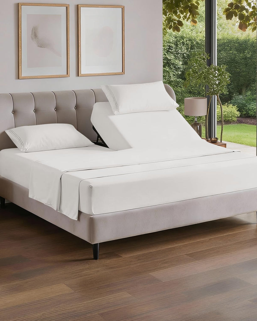 Flex Top Split Head King 4 Piece Sheet Set - Soft & Cooling - Antique White