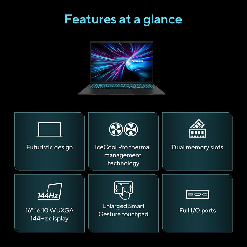 🔥 **OFERTA GAMER: ASUS V16 16” WUXGA 144Hz – Core 7 240H + RTX 5070 | 16GB DDR5 + 1TB SSD** Matte Black
