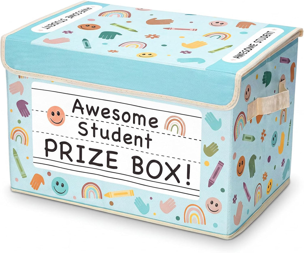 Weysat Retro Doodle Classroom Treasure Chest Box for Kid Prize with Lid