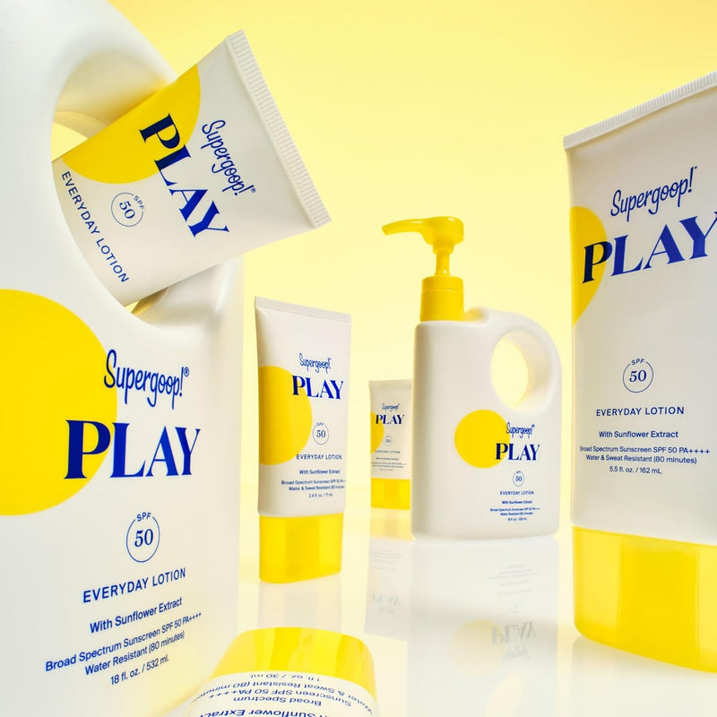 Supergoop! PLAY Everyday Lotion - Protector solar de amplio espectro para cuerpo y cara, ideal para días activos, absorción rápida, resistente al agua y al sudor