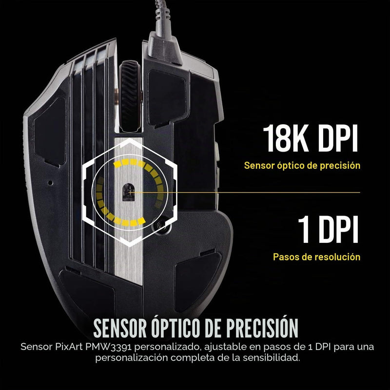 Corsair Scimitar RGB Elite Wired MMO MOBA PC Gaming Mouse – Black