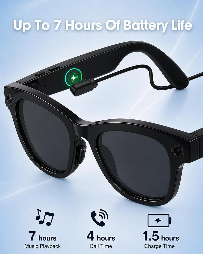 Coucur AI Smart Glasses with Camera,Bluetooth Camera Glasses for Men Women