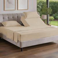 Flex Top Split Head King 4 Piece Sheet Set - Ultra-Soft, Breathable - Cream