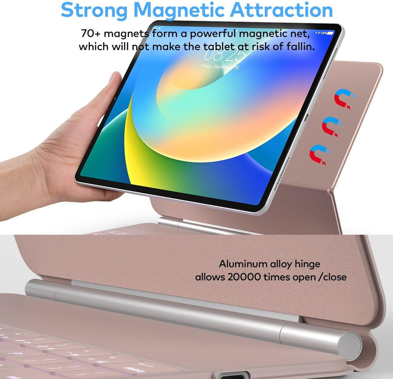 Funda con Teclado runelk para iPad Air 11" (M4/M3/M2) y Pro 11" - Oro Rosa