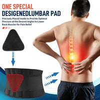 FEATOL - Cinturón de apoyo lumbar, soporte para alivio del dolor de espalda, ciática, escoliosis, hernia de disco, soporte para la espalda baja con tiras ajustables y almohadilla lumbar extraíble