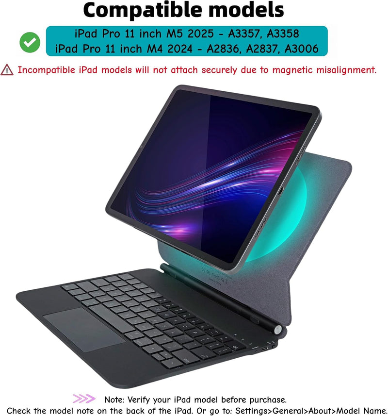 Funda con Teclado Magnético mobee para iPad Pro 11" (M4/M5) - Negro