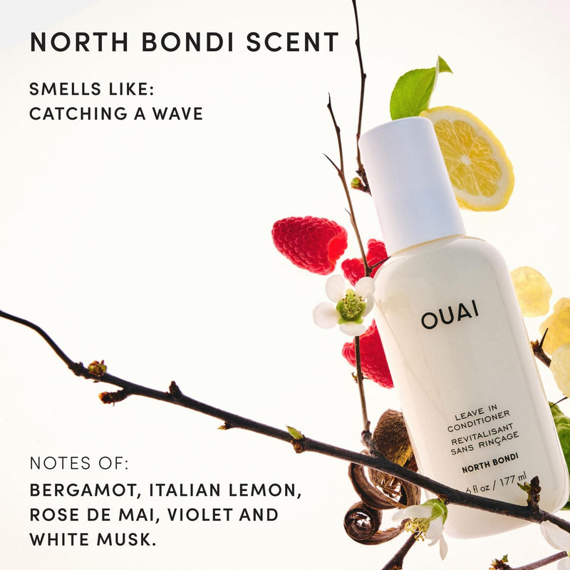 OUAI Acondicionador Sin Enjuague Multifuncional, Protector Termico hasta 450F, Desenredante, Anti-Frizz, Aroma North Bondi, 177ml