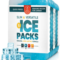Healthy Packers Ice Packs for Lunch Boxes & Coolers, Slim Reusable 6-Pack