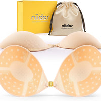 Niidor Womens Strapless Bra Sticky Bra Push Up Backless Reusable Magnetic Front Closure Adhesive Bra Breathable Protecti