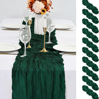 10 Pack Emerald Green Table Runner 10Ft Cheesecloth Table Runner Boho Gauze Table Runners Romantic Long Sheer Fabric Che