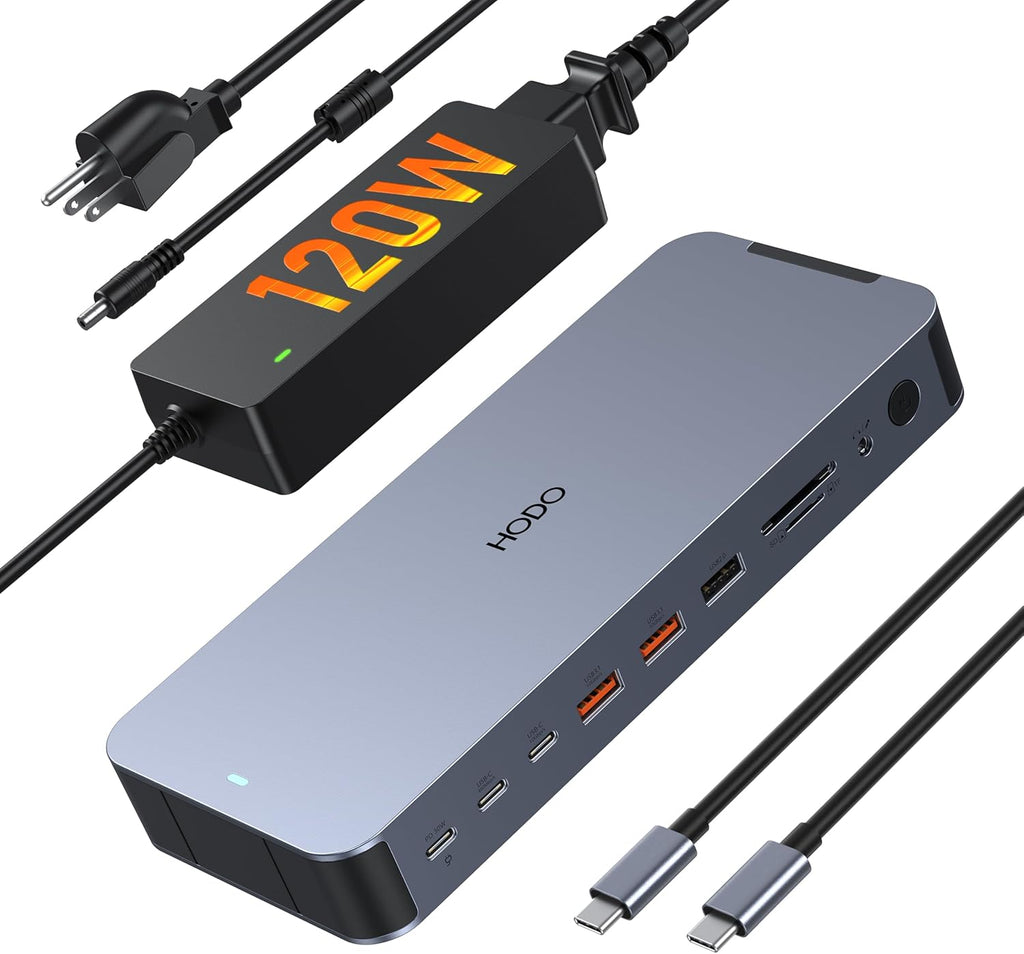 Laptop Docking Station with 120W Power Adapter,Docking Station Dual Monitor
