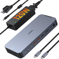 Laptop Docking Station with 120W Power Adapter,Docking Station Dual Monitor