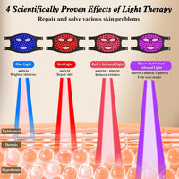 Visita la tienda de YOEYOU Terapia de luz roja para cara, máscara facial LED infrarroja, terapia de luz, 4 ondas de luz con 850 nm de infrarrojo cercano, máscara de terapia de luz roja recargable port