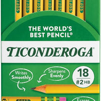 Ticonderoga Wood-Cased Pencils, Pre-Sharpened, 2 HB Soft, Yellow, 6 Boxes of 18 Count, 108 Pencils Total