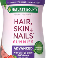 Nature’s Bounty Soluciones óptimas Gomitas de pectina avanzadas para cabello, piel y uñas, 2x biotina por porción, gomitas sin pegajosidad, fórmula vegetariana, sabor a fresa, 200 unidades, 100