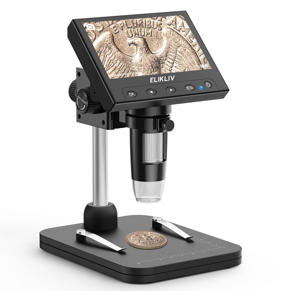 Elikliv Coin Microscope, 4.3'' LCD Digital Microscope 1000x