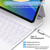 Funda con Teclado runelk para iPad Air 11" (M4/M3/M2) y Pro 11" - Blanco
