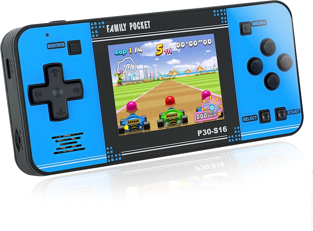 Handheld Game for Kids -Preloaded 220 Retro Video Games, Portable Gaming Player with Rechargeable Battery 3.0" LCD Screen, Mini Arcade Electronic Toy Gifts for Boys Girls (Black+Blue)