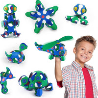 Clixo Crew, Travel Magnetic STEAM Building Toys (30 pc, 4+, Green/Blue)