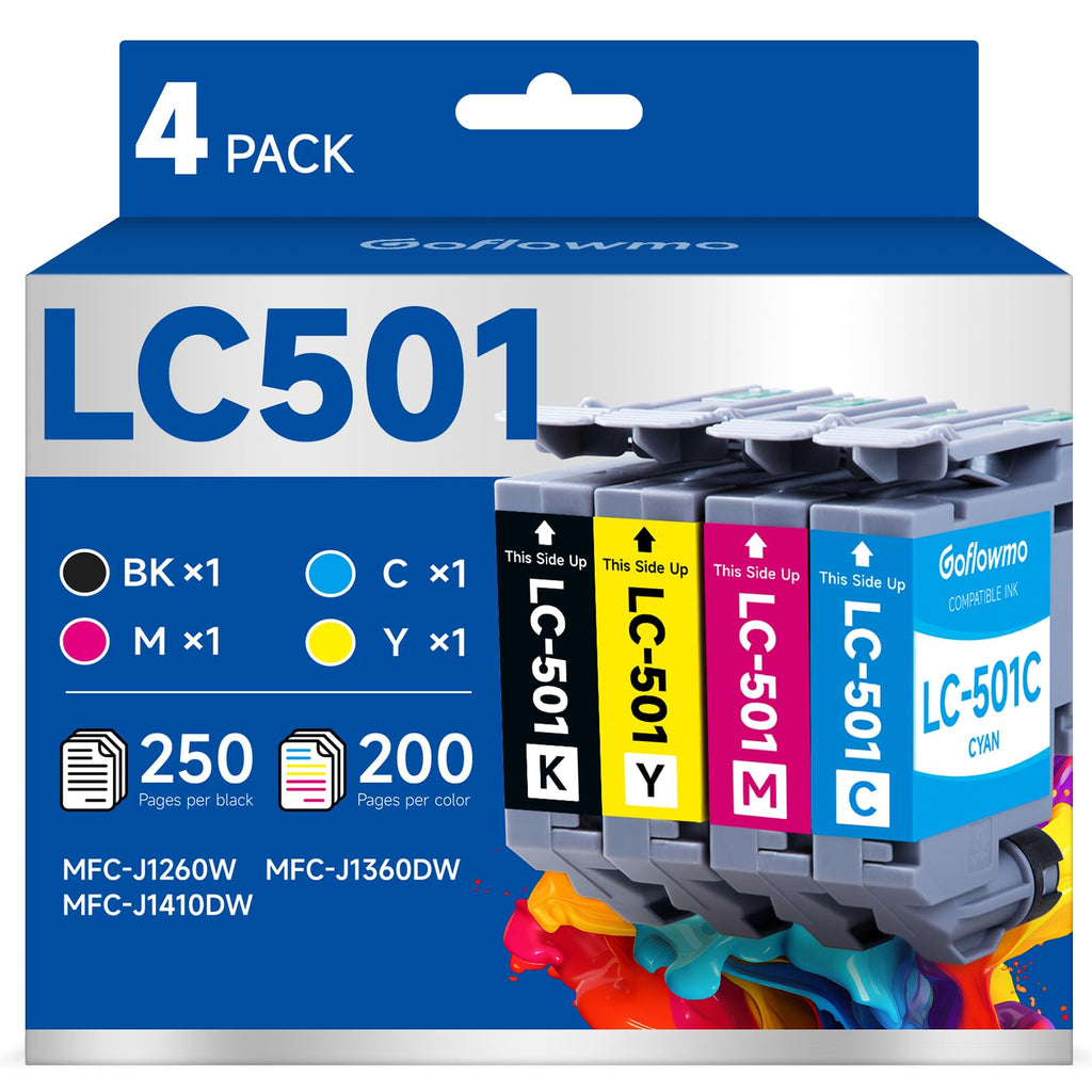 LC501 Ink Cartridges Compatible for Brother Printer MFC-J1360DW J1410DW 4PK