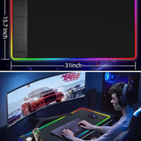 Miroddi XXL Mouse Pad with Phone Holder - Black, RGB Desk Mat with 15W Fast Charging, LED Gaming Mousepad with 11 Light Colors, Waterproof Non-Slip Pad for Office & Home (Black with PD Adapter)