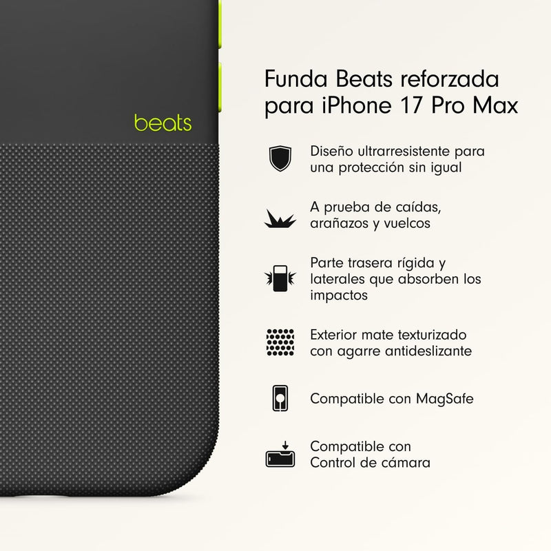 Beats iPhone 17 Rugged Case with MagSafe & Camera Control, Scratch & Drop Tested, Matte Texture with Microfiber Lining - Everest Black