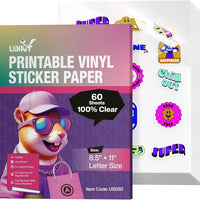 Uinkit 100% Clear Printable Vinyl Sticker Paper Letter Size 8.5"x11"