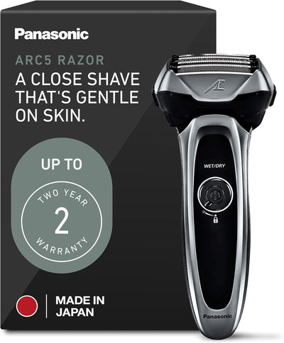 Afeitadora eléctrica Panasonic Arc5 con tecnología de sensor de afeitado, para uso seco o mojado.