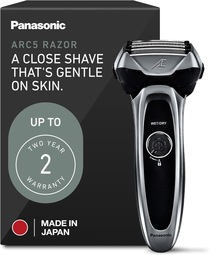 Afeitadora eléctrica Panasonic Arc5 con tecnología de sensor de afeitado, para uso seco o mojado.